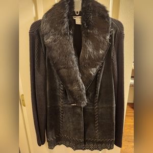 NYgard Collection Black Suede Coat Size 0X